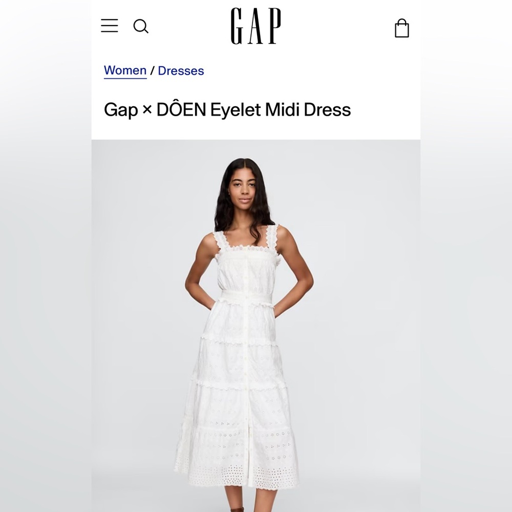 AUTHENTIC NWT Gap x Doen Eyelet Midi Dress XXS